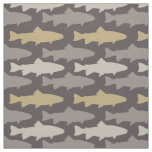 Yellow and Gray Fun Trout Fish Pattern Fabric