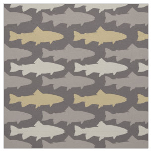Yellow and Gray Fun Trout Fish Pattern Fabric