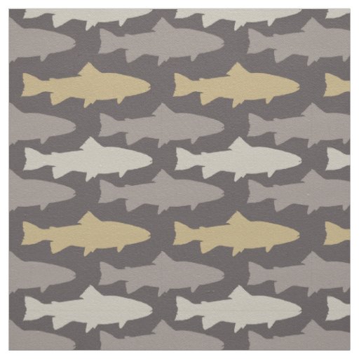 Yellow and Gray Fun Trout Fish Pattern Fabric