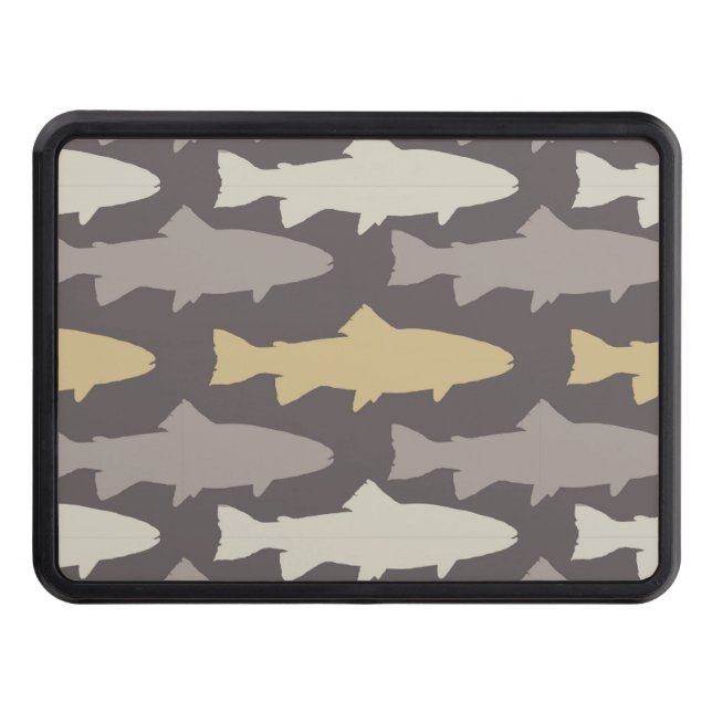 Yellow and Gray Fun Trout Fish Pattern Hitch Cover (Front)