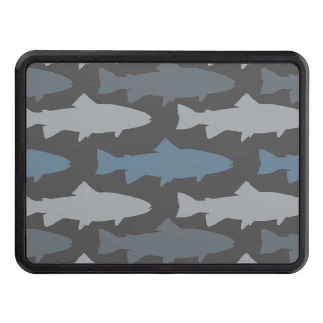 Yellow and Gray Fun Trout Fish Pattern Hitch Cover (Front)