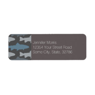 Yellow and Gray Fun Trout Fish Pattern Label