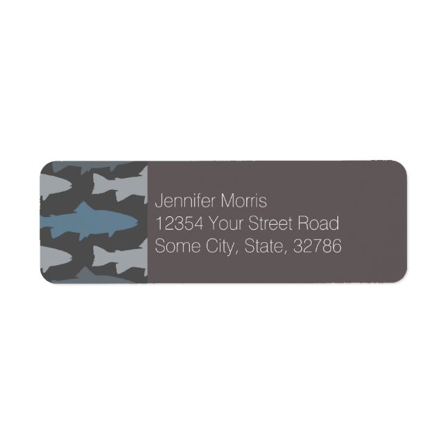 Yellow and Gray Fun Trout Fish Pattern Label (Front)
