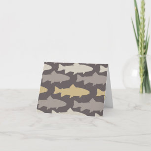Yellow and Gray Fun Trout Fish Pattern Letterpress Thank You Card