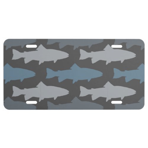 Yellow and Gray Fun Trout Fish Pattern License Plate