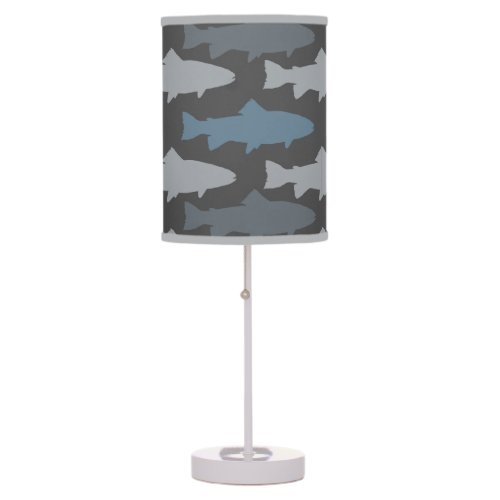 Yellow and Gray Fun Trout Fish Pattern Table Lamp