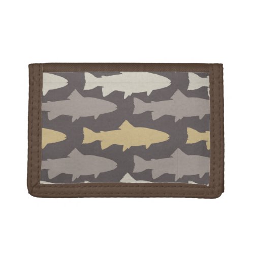 Yellow and Gray Fun Trout Fish Pattern Trifold Wallet