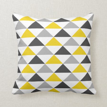 Yellow And Gray Geometric Pattern Throw Pillow