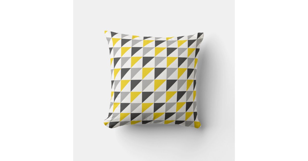 Yellow and Gray Geometric Throw Pillow Zazzle