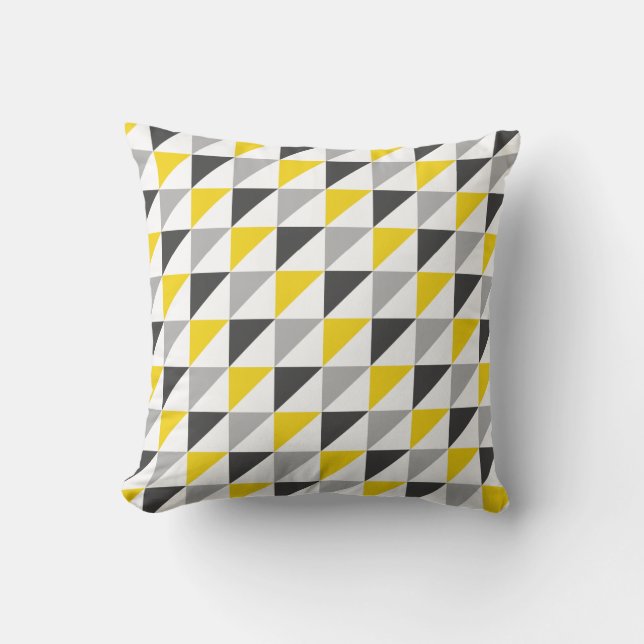 Yellow and Gray Geometric Throw Pillow (Front)
