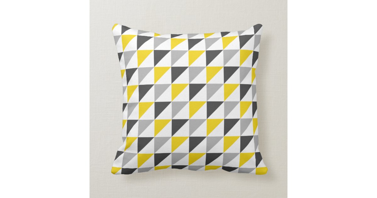 Yellow and Gray Geometric Throw Pillow Zazzle