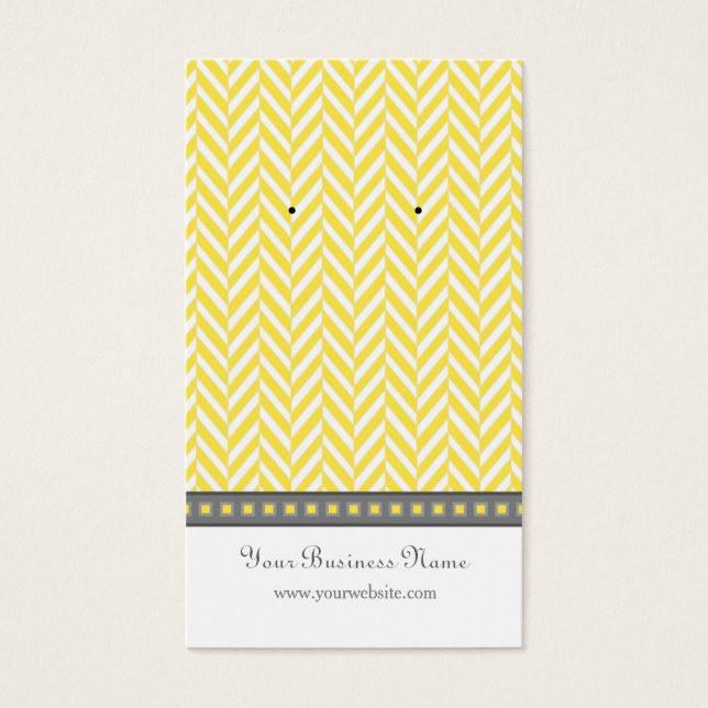 Yellow and Gray Herringbone Earring Cards (Front)