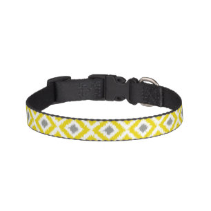 Yellow and Gray Ikat Diamonds Pattern Pet Collar