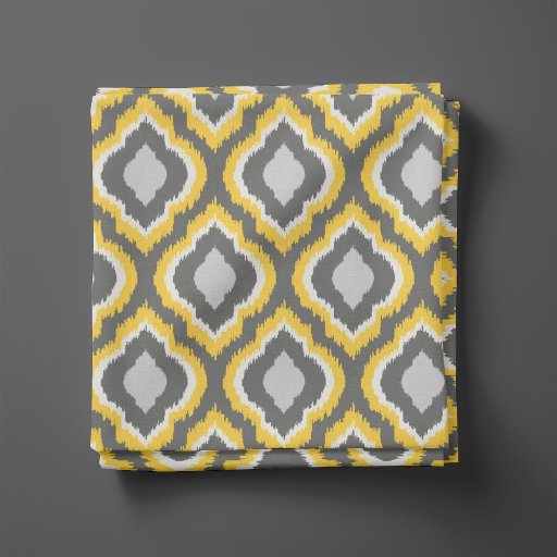 Yellow and Gray Ikat Moroccan Fabric