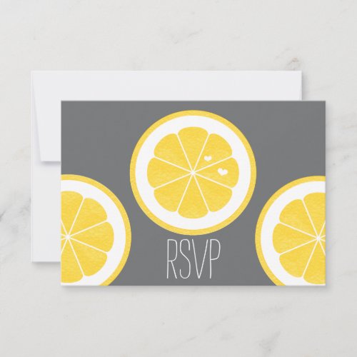 YELLOW AND GRAY LEMOM THEMED RSVP RESPONSE CARDS