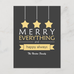 Yellow and Gray Merry Everything Holiday Postcard