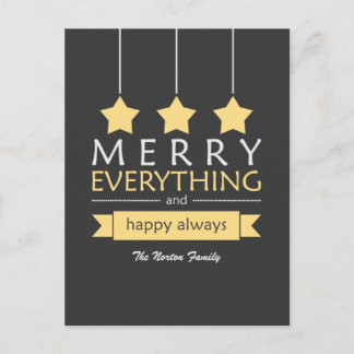 Yellow and Gray Merry Everything Holiday Postcard