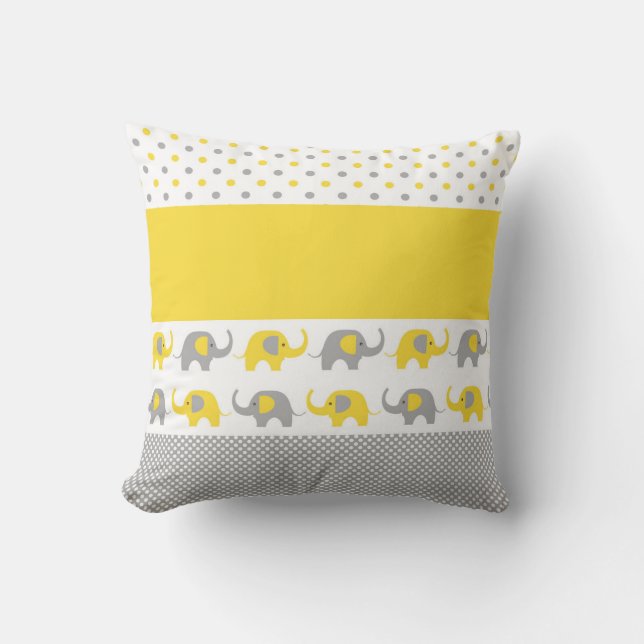 Yellow and Gray Mini-Elephant Pillow (Front)