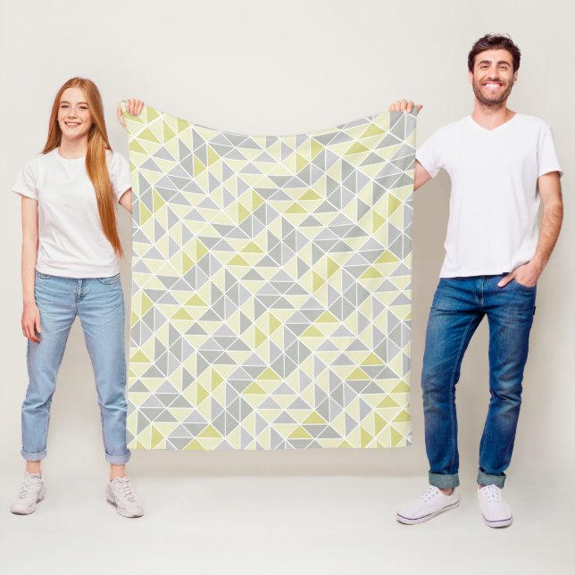 Yellow and Gray Modern Abstract Triangle Pattern Fleece Blanket (In Situ)