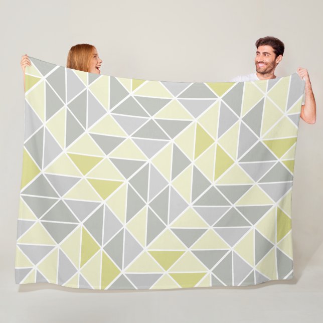 Yellow and Gray Modern Abstract Triangle Pattern Fleece Blanket (In Situ)