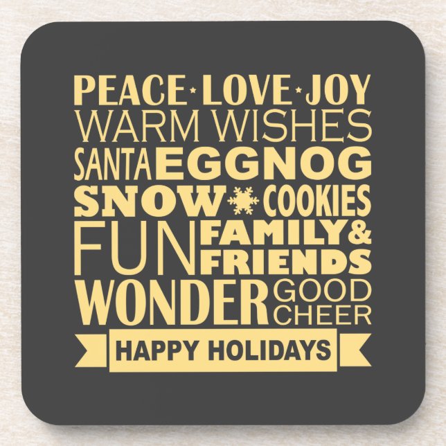 Yellow and Gray Modern Holiday Coaster (Front)