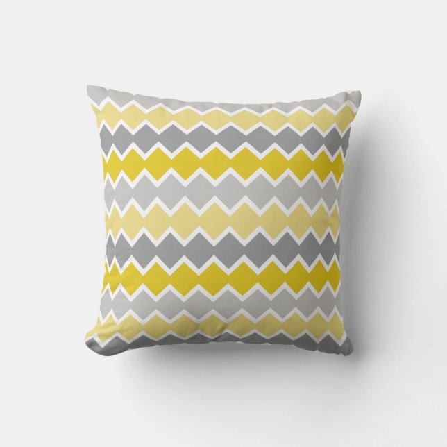 Yellow and Gray Pattern  Throw Pillow (Front)