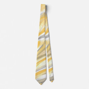 'Yellow and Gray Petals' Abstract Neck Tie
