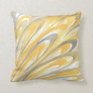'Yellow and Gray Petals' Throw Pillow