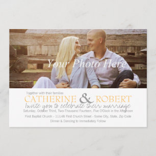 Yellow and Gray Photo Wedding Invitation