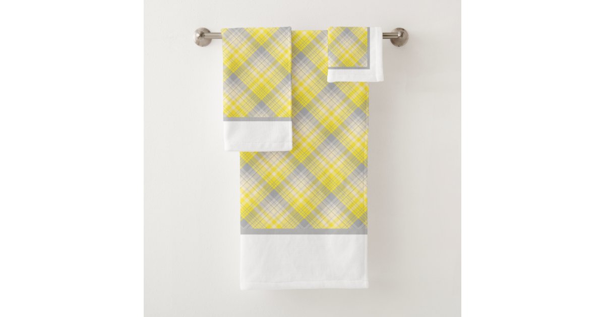 Black & Yellow Geometric Funky Modern Pattern Bath Towel Set, Zazzle