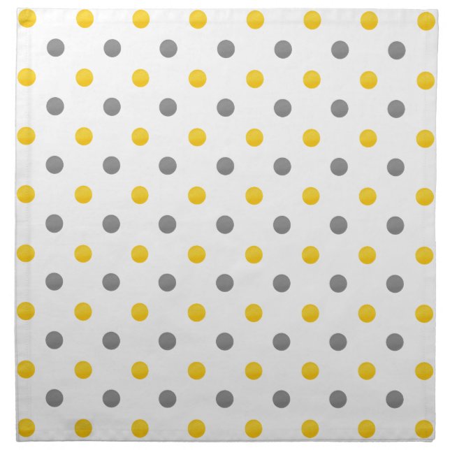 Yellow and Gray Polka Dots Cloth Napkin (Front)