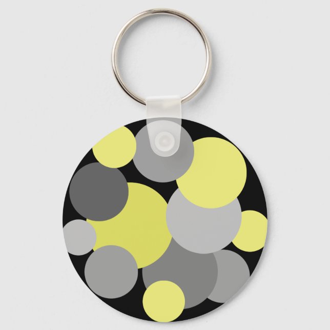 Yellow and Gray Polka Dots  Keychain (Front)