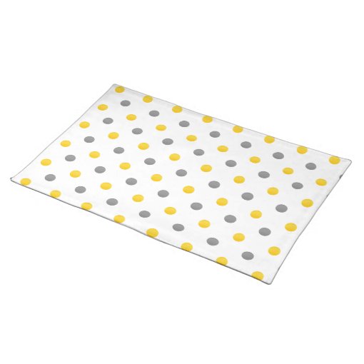 Yellow and Gray Polka Dots Placemat Zazzle