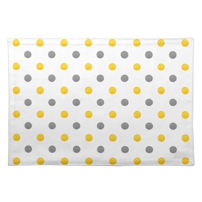 Yellow and Gray Polka Dots Placemat (Front)