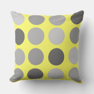 Yellow and Gray Polka Dots throw pillow