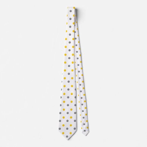 Yellow and Gray Polka Dots Tie