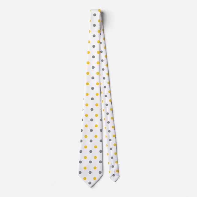 Yellow and Gray Polka Dots Tie (Front)