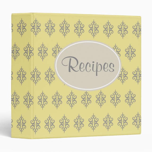 Yellow and Gray Recipe Binder (Front/Spine)