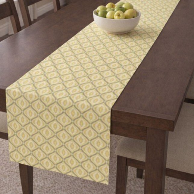 Yellow And Gray Retro Abstract Ovals  Short Table Runner (Creator Uploaded)