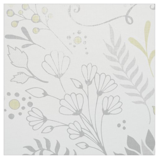 Yellow and Gray Rustic Floral Pattern Fabric