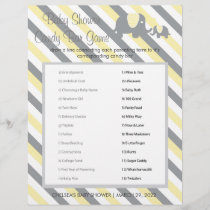 Yellow and Gray Stripe Elephant Baby Shower Game Flyer