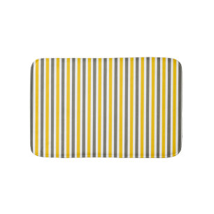 Yellow and gray striped pattern modern bath mat