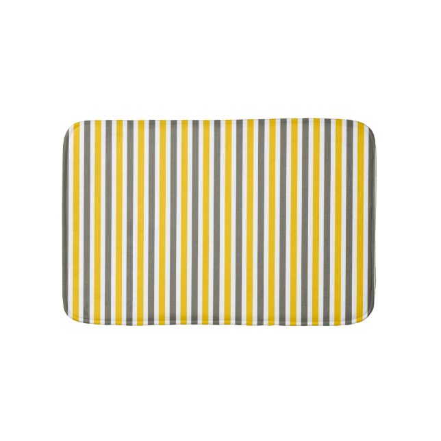 Yellow and gray striped pattern modern bath mat (Front)
