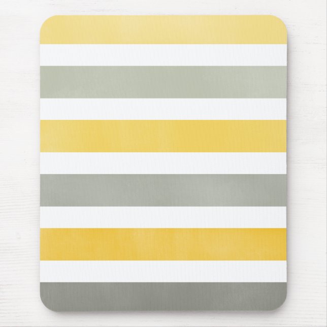 Yellow and Gray Striped Pattern Mousepad (Front)