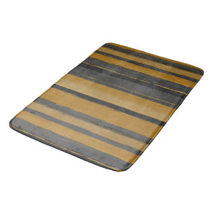 yellow and gray stripes bath mat