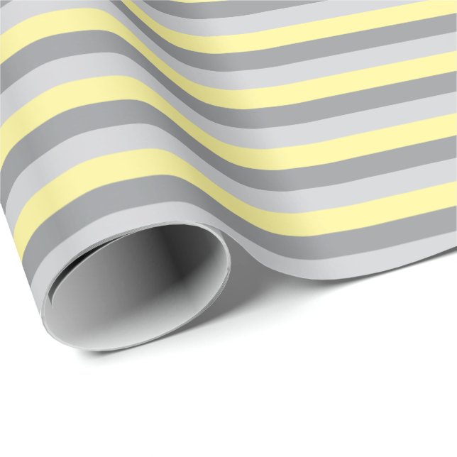Yellow and Gray Stripes Wrapping Paper (Roll Corner)