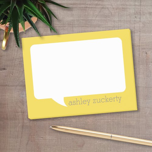 Yellow and Gray Talk Bubble Add Name Post_it Notes