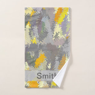Yellow and Gray Tapestry Bath Towel Set