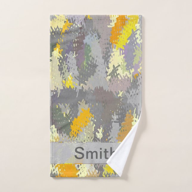 Yellow and Gray Tapestry Bath Towel Set (Hand Towel)