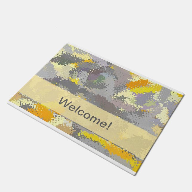 Yellow and Gray Tapestry Doormat (Angled)